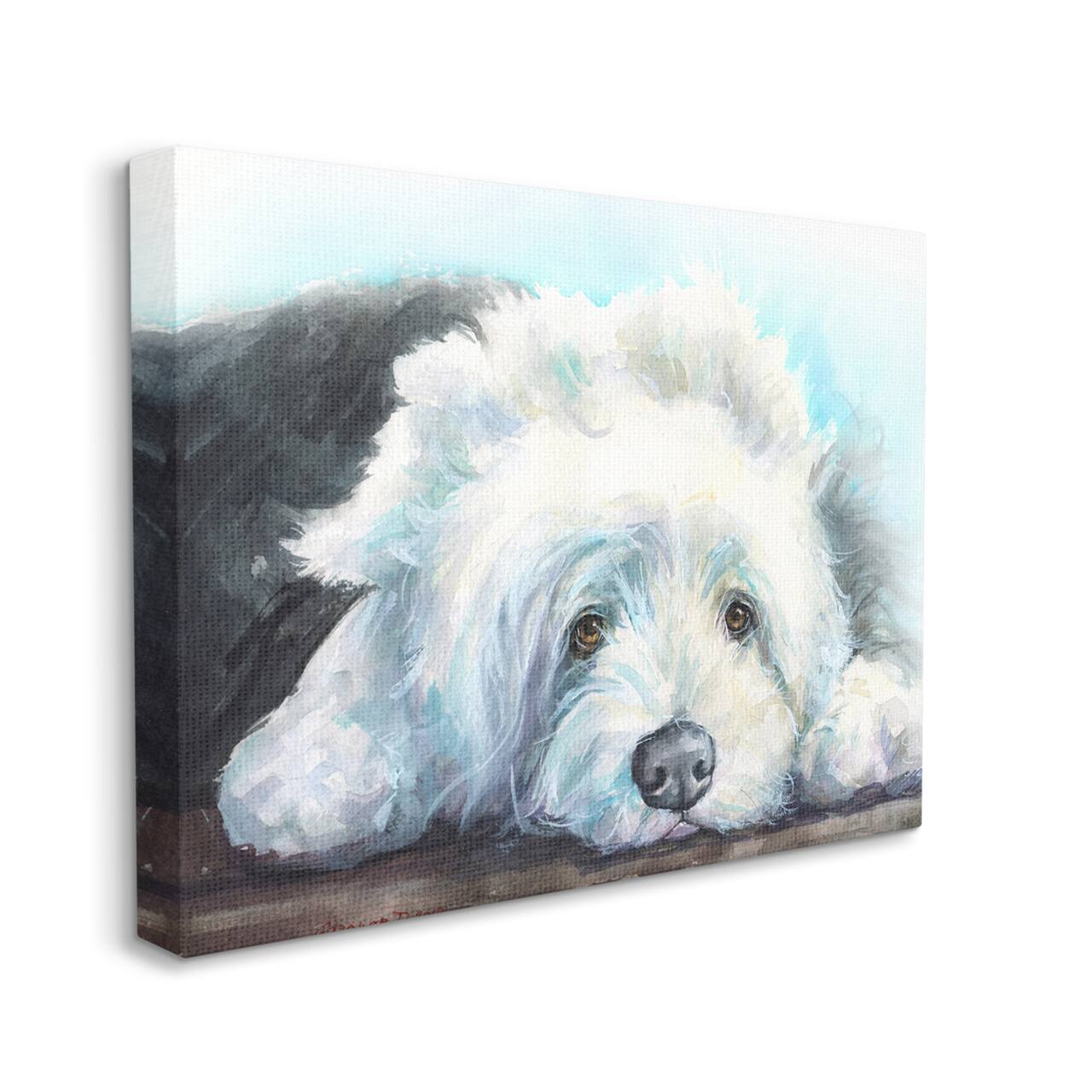 Stupell Industries Fluffy Old English Sheepdog Puppy Resting Canvas Wall Art